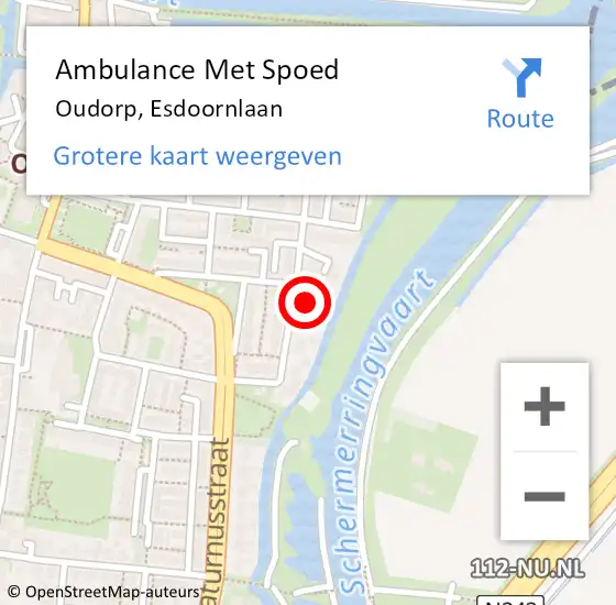 Locatie op kaart van de 112 melding: Ambulance Met Spoed Naar Oudorp, Esdoornlaan op 30 november 2014 10:39