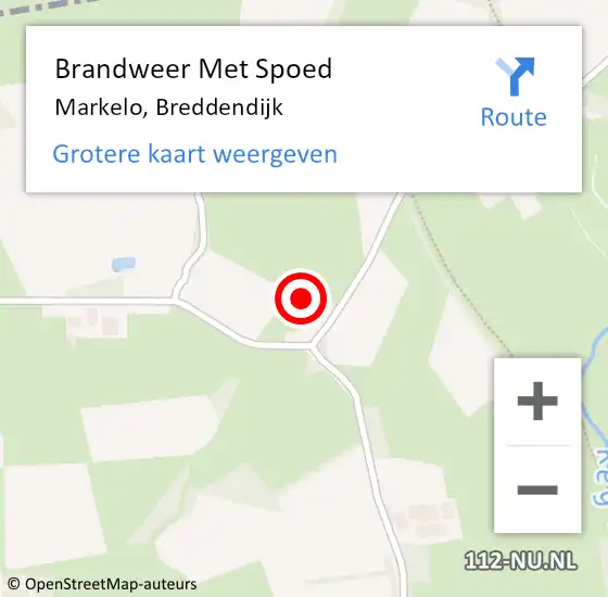 Locatie op kaart van de 112 melding: Brandweer Met Spoed Naar Markelo, Breddendijk op 30 november 2014 11:10