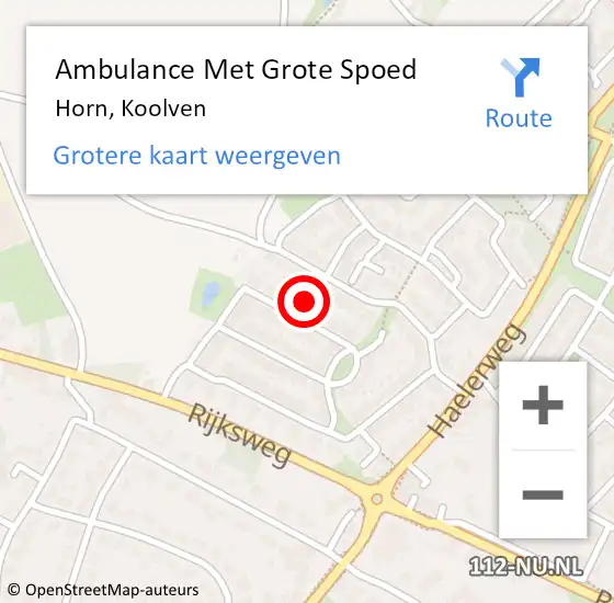 Locatie op kaart van de 112 melding: Ambulance Met Grote Spoed Naar Horn, Koolven op 30 november 2014 11:29