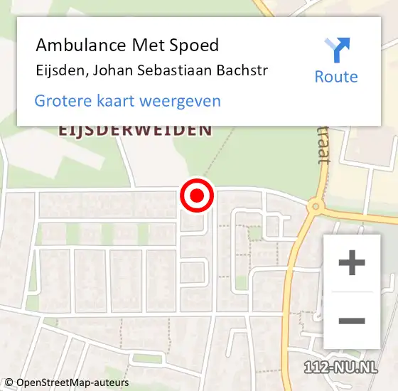 Locatie op kaart van de 112 melding: Ambulance Met Spoed Naar Eijsden, Johan Sebastiaan Bachstr op 30 november 2014 11:35