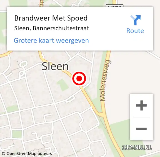 Locatie op kaart van de 112 melding: Brandweer Met Spoed Naar Sleen, Bannerschultestraat op 30 november 2014 11:46