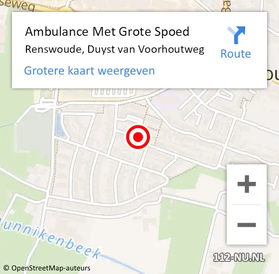 Locatie op kaart van de 112 melding: Ambulance Met Grote Spoed Naar Renswoude, Duyst van Voorhoutweg op 30 november 2014 11:49