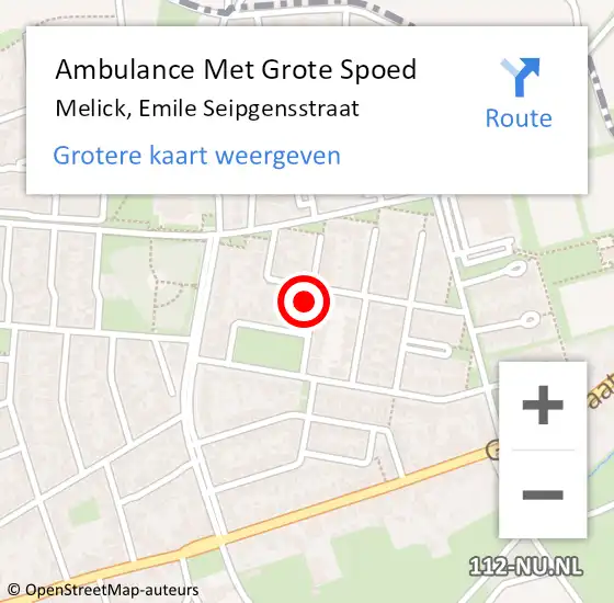 Locatie op kaart van de 112 melding: Ambulance Met Grote Spoed Naar Melick, Emile Seipgensstraat op 30 november 2014 12:29