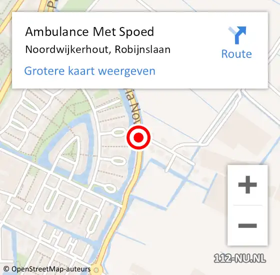 Locatie op kaart van de 112 melding: Ambulance Met Spoed Naar Noordwijkerhout, Robijnslaan op 30 november 2014 12:30