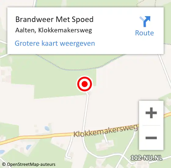 Locatie op kaart van de 112 melding: Brandweer Met Spoed Naar Aalten, Klokkemakersweg op 30 november 2014 12:39