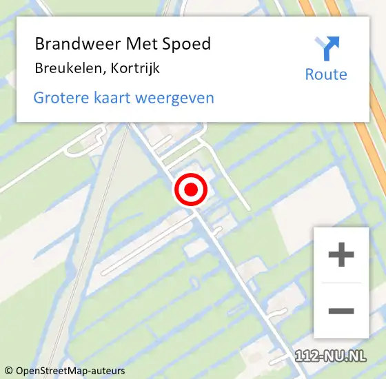 Locatie op kaart van de 112 melding: Brandweer Met Spoed Naar Breukelen, Kortrijk op 30 november 2014 12:43