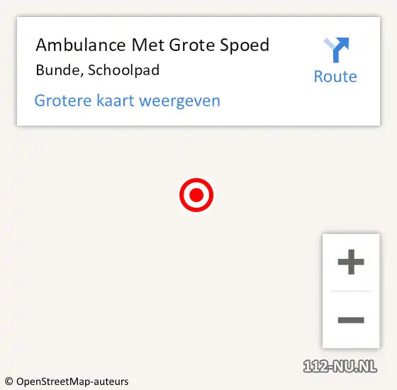 Locatie op kaart van de 112 melding: Ambulance Met Grote Spoed Naar Bunde, Schoolpad op 30 november 2014 12:53