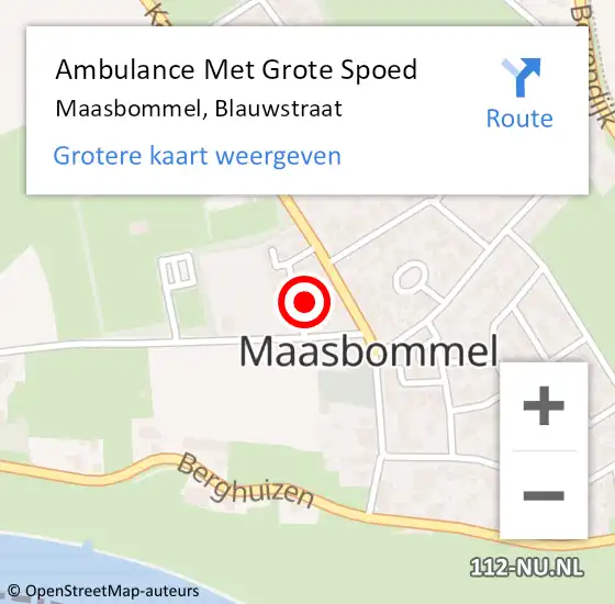 Locatie op kaart van de 112 melding: Ambulance Met Grote Spoed Naar Maasbommel, Blauwstraat op 30 november 2014 13:20