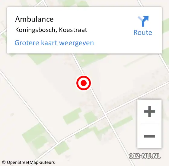 Locatie op kaart van de 112 melding: Ambulance Koningsbosch, Koestraat op 30 november 2014 13:20