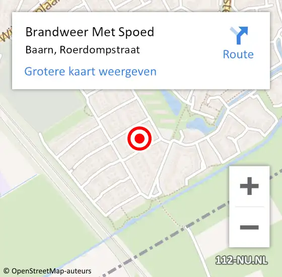 Locatie op kaart van de 112 melding: Brandweer Met Spoed Naar Baarn, Roerdompstraat op 30 november 2014 13:53