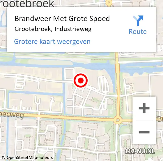 Locatie op kaart van de 112 melding: Brandweer Met Grote Spoed Naar Grootebroek, Industrieweg op 30 november 2014 14:01