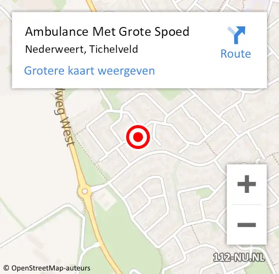 Locatie op kaart van de 112 melding: Ambulance Met Grote Spoed Naar Nederweert, Tichelveld op 30 november 2014 14:04