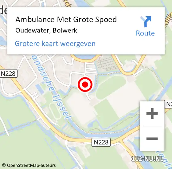 Locatie op kaart van de 112 melding: Ambulance Met Grote Spoed Naar Oudewater, Bolwerk op 30 november 2014 14:15