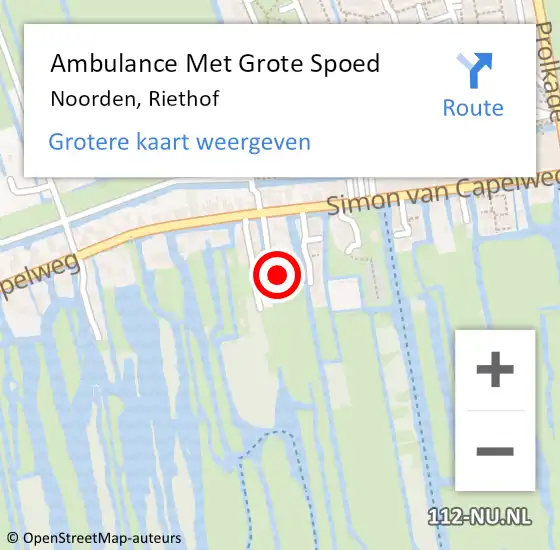 Locatie op kaart van de 112 melding: Ambulance Met Grote Spoed Naar Noorden, Riethof op 30 november 2014 14:48