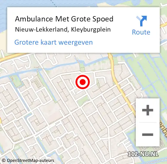 Locatie op kaart van de 112 melding: Ambulance Met Grote Spoed Naar Nieuw-Lekkerland, Kleyburgplein op 30 november 2014 14:59