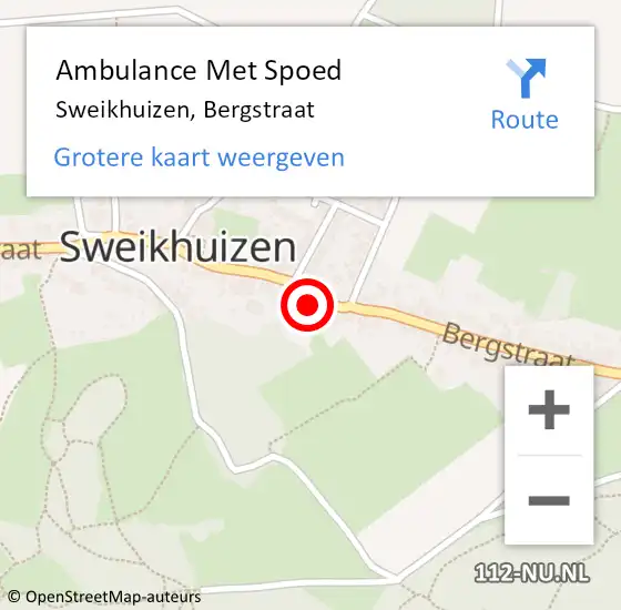 Locatie op kaart van de 112 melding: Ambulance Met Spoed Naar Sweikhuizen, Bergstraat op 30 november 2014 15:03