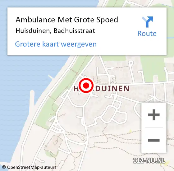 Locatie op kaart van de 112 melding: Ambulance Met Grote Spoed Naar Huisduinen, Badhuisstraat op 30 november 2014 15:28