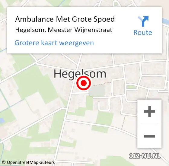 Locatie op kaart van de 112 melding: Ambulance Met Grote Spoed Naar Hegelsom, Meester Wijnenstraat op 30 november 2014 15:31