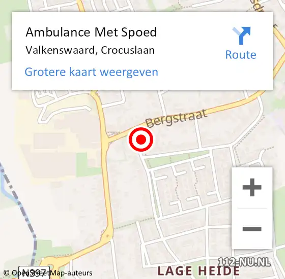 Locatie op kaart van de 112 melding: Ambulance Met Spoed Naar Valkenswaard, Crocuslaan op 30 november 2014 15:32