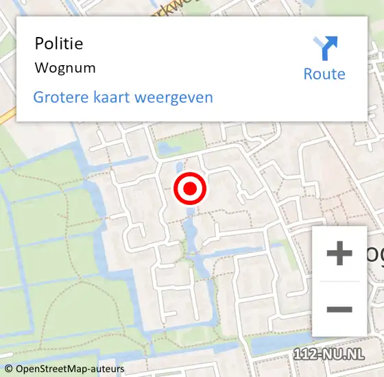 Locatie op kaart van de 112 melding: Politie Wognum op 30 november 2014 15:52