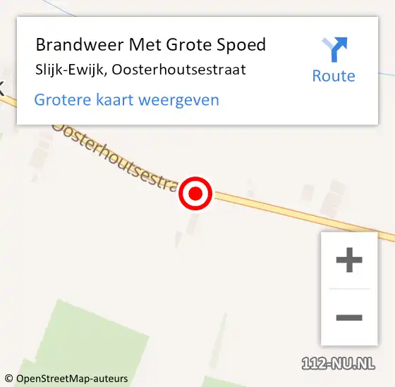 Locatie op kaart van de 112 melding: Brandweer Met Grote Spoed Naar Slijk-Ewijk, Oosterhoutsestraat op 22 oktober 2013 18:03