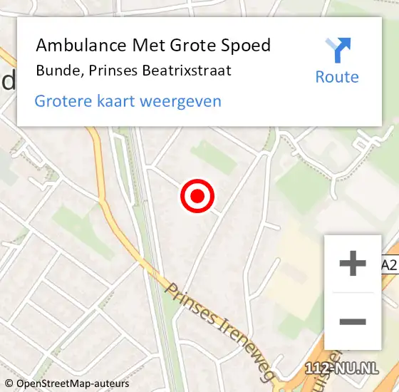 Locatie op kaart van de 112 melding: Ambulance Met Grote Spoed Naar Bunde, Prinses Beatrixstraat op 30 november 2014 16:42