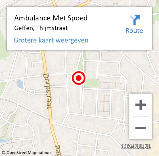 Locatie op kaart van de 112 melding: Ambulance Met Spoed Naar Geffen, Thijmstraat op 30 november 2014 17:51