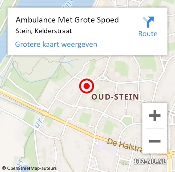 Locatie op kaart van de 112 melding: Ambulance Met Grote Spoed Naar Stein, Kelderstraat op 30 november 2014 18:01