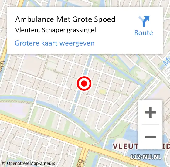 Locatie op kaart van de 112 melding: Ambulance Met Grote Spoed Naar Vleuten, Schapengrassingel op 30 november 2014 18:28