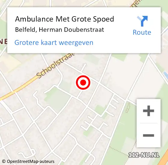 Locatie op kaart van de 112 melding: Ambulance Met Grote Spoed Naar Belfeld, Herman Doubenstraat op 30 november 2014 18:50