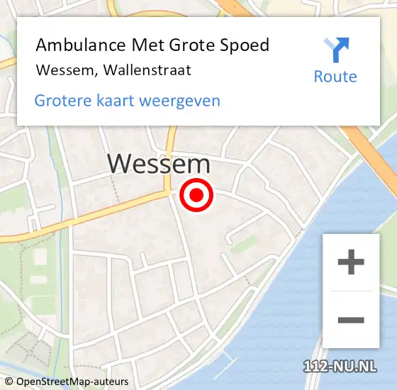 Locatie op kaart van de 112 melding: Ambulance Met Grote Spoed Naar Wessem, Wallenstraat op 30 november 2014 19:38