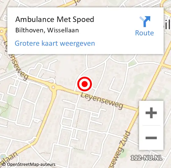 Locatie op kaart van de 112 melding: Ambulance Met Spoed Naar Bilthoven, Wissellaan op 22 oktober 2013 18:22