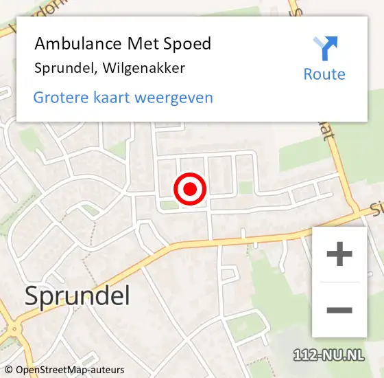 Locatie op kaart van de 112 melding: Ambulance Met Spoed Naar Sprundel, Wilgenakker op 30 november 2014 20:24