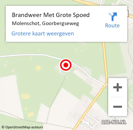 Locatie op kaart van de 112 melding: Brandweer Met Grote Spoed Naar Molenschot, Goorbergseweg op 30 november 2014 20:43