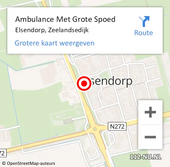 Locatie op kaart van de 112 melding: Ambulance Met Grote Spoed Naar Elsendorp, Zeelandsedijk op 30 november 2014 20:54