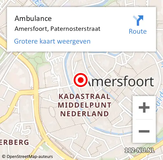 Locatie op kaart van de 112 melding: Ambulance Amersfoort, Paternosterstraat op 30 november 2014 21:26