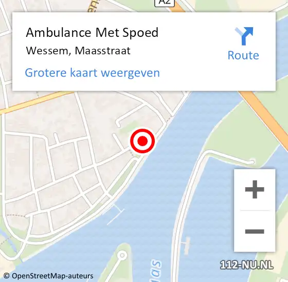 Locatie op kaart van de 112 melding: Ambulance Met Spoed Naar Wessem, Maasstraat op 30 november 2014 21:29