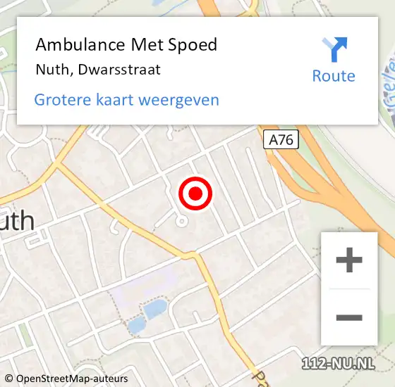 Locatie op kaart van de 112 melding: Ambulance Met Spoed Naar Nuth, Dwarsstraat op 30 november 2014 21:32