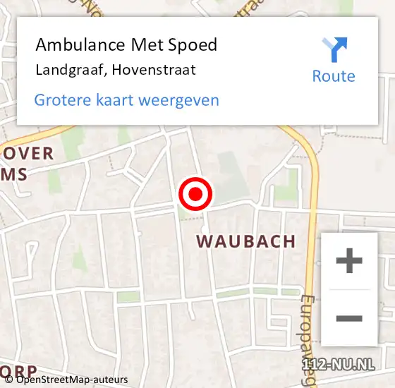 Locatie op kaart van de 112 melding: Ambulance Met Spoed Naar Landgraaf, Hovenstraat op 30 november 2014 21:49