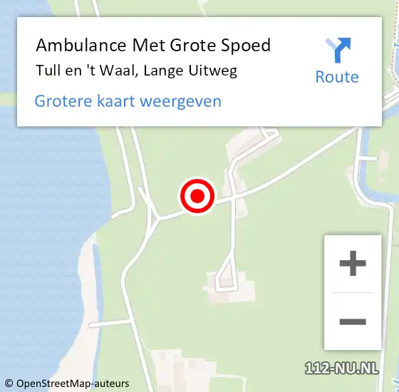 Locatie op kaart van de 112 melding: Ambulance Met Grote Spoed Naar Tull en 't Waal, Lange Uitweg op 30 november 2014 22:34