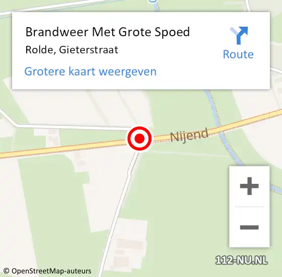 Locatie op kaart van de 112 melding: Brandweer Met Grote Spoed Naar Rolde, Gieterstraat op 30 november 2014 22:37