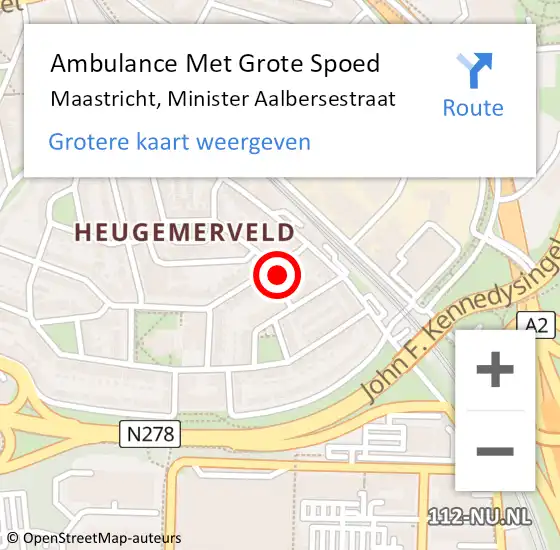 Locatie op kaart van de 112 melding: Ambulance Met Grote Spoed Naar Maastricht, Minister Aalbersestraat op 30 november 2014 22:48