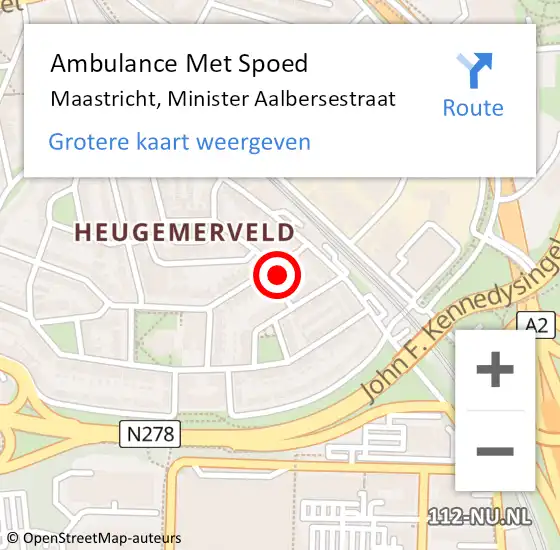 Locatie op kaart van de 112 melding: Ambulance Met Spoed Naar Maastricht, Minister Aalbersestraat op 30 november 2014 22:50