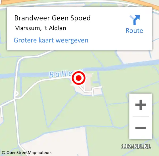 Locatie op kaart van de 112 melding: Brandweer Geen Spoed Naar Marssum, It Aldlan op 22 oktober 2013 18:30