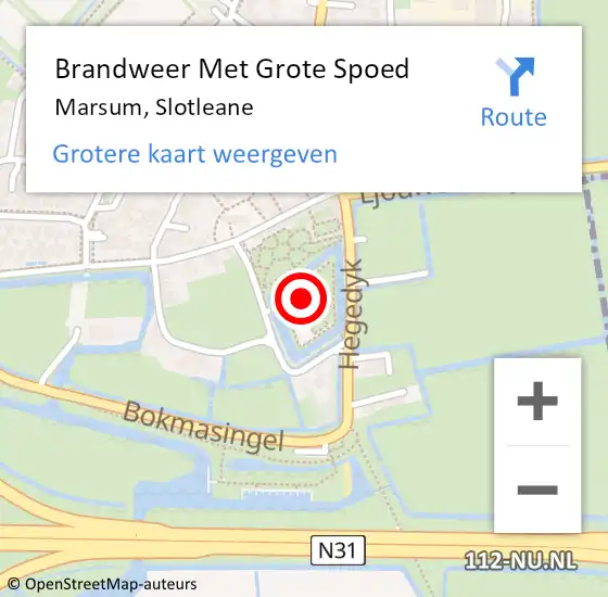 Locatie op kaart van de 112 melding: Brandweer Met Grote Spoed Naar Marsum, Slotleane op 30 november 2014 23:06