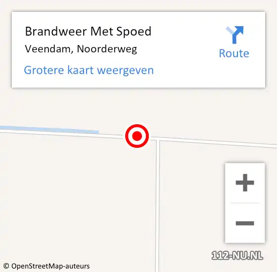 Locatie op kaart van de 112 melding: Brandweer Met Spoed Naar Veendam, Noorderweg op 30 november 2014 23:08