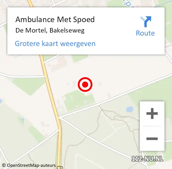 Locatie op kaart van de 112 melding: Ambulance Met Spoed Naar De Mortel, Bakelseweg op 30 november 2014 23:21