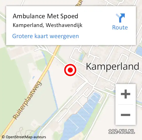 Locatie op kaart van de 112 melding: Ambulance Met Spoed Naar Kamperland, Westhavendijk op 30 november 2014 23:29