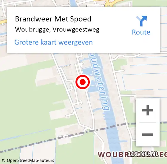 Locatie op kaart van de 112 melding: Brandweer Met Spoed Naar Woubrugge, Vrouwgeestweg op 30 november 2014 23:33