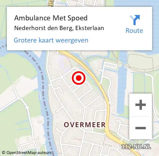 Locatie op kaart van de 112 melding: Ambulance Met Spoed Naar Nederhorst den Berg, Eksterlaan op 1 december 2014 00:23